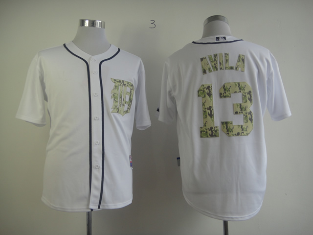 Men Detroit Tigers #13 Avila White Camo MLB Jerseys